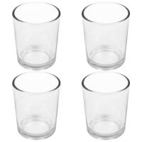 4pcs Glass Candle Cup Transparent Candle Adornment Candleholder Scene Decor Desktop Candlestick Cup 5x6cm