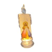 【CW】 Electric LED Lamp Flameless Religious Pillar Candles Light Ornament for Desktop Art Decor Church Festival Holiday