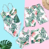 Family Swimwear Tropical Printed Sleeveless Backless Beach Swimwear 2022SwimsuitsFamily Swimwear Set Beach Outfit