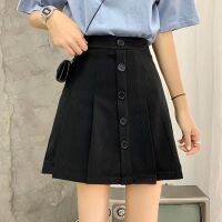 [Free ship] 2022 spring and summer new black high waist pleated version hip short slim A-line womens