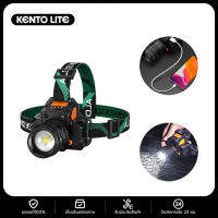 KENTO LITE ไฟฉายแรงสูง ไฟฉายคาดหัวled ไฟคาดหัวสปอตไลท์,การออกแบบกันน้ำ,ไส้ตะเกียง สามารถปรับโฟกัสได,สว่างขึ้น 8 เท่า,แสงระยะ3KM รองรับการชาร์จ