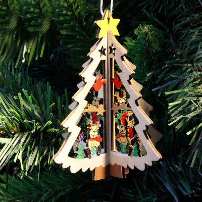 【Shanglife】ปีใหม่น่ารักการ์ตูนไม้ Merry Christmas Tree ตกแต่งคริสต์มาสของขวัญเครื่องประดับ XMAS ตารางตกแต่งโต๊ะสำหรับ Home