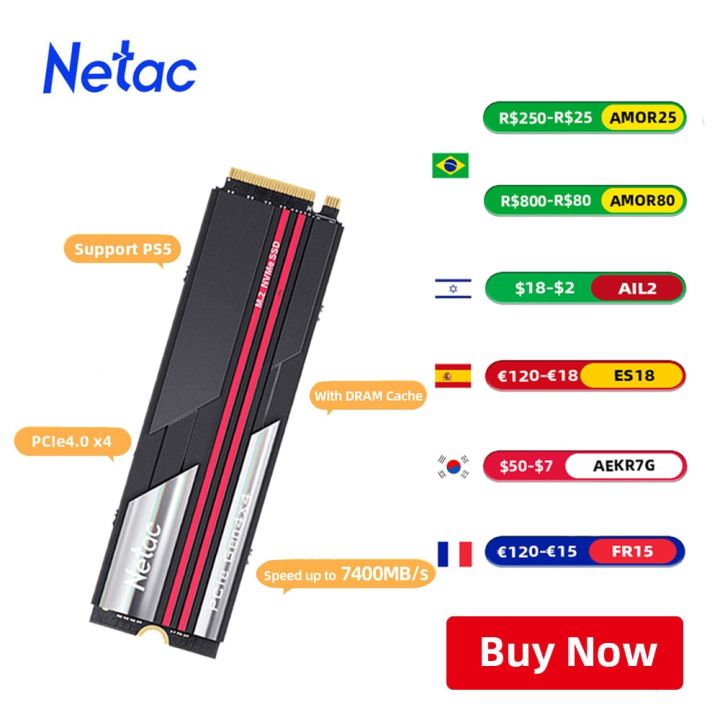 Netac 4tb SSD 4tb NVMe M2 SSD 1tb 2tb PCIe4.0 Hard Disk for PS5 Laptop  Desktop Internal Solid State Drives