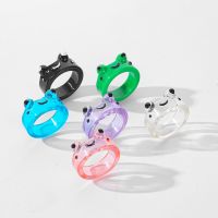 IFMYA Cartoon Colorful Transparent Frog Rings Resin Cute animal Kids Finger Rings Fashion Jewelry For Women Girl Party Gift 2022