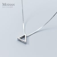 Modian Fashion Simple Design Geometric Triangle 925 Sterling Silver Mini Pendant Necklace for Women Japanese Style Fine Jewelry Fashion Chain Necklace