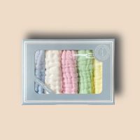 ☽ 5pcs solid color super soft 100 cotton 6 layers baby towel absorbent childrens square towel saliva towel