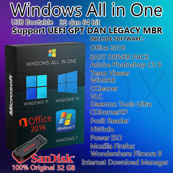 USB Flashdisk Sandisk 32GB Bootable Installer Windows 71011 Lazada