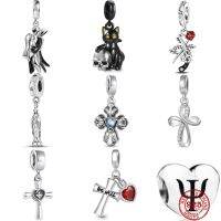 The new silver Firegun and Rose Charm Beads fit the original Pandora Charm Silver 925 Bracelet with DIY Womens Jewelry