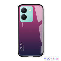 Casing Ponsel สำหรับ Vivo Y27 5G OPPO A78 4G ที่ใส่รูปสายรุ้งแบบแสงรุ่งอรุณสุดหรูไล่สีเคสกระจกนิรภัยมันวาวเคส