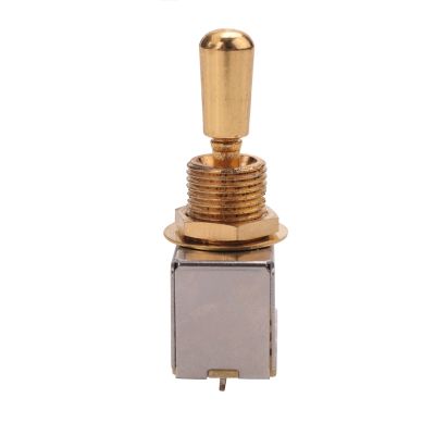 Metal Electric Guitar 3 Way Box Toggle Switch For Les Paul With Metal Tip (Gold)