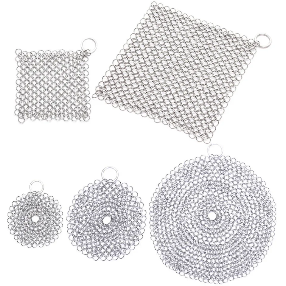 7X7 Inch Stainless Steel Chainmail Scrubber Cast Iron Cleaner Net - China  Cast Iron Cleaner Net, 7X7 Inch Stainless Steel Chainmail Scrubber