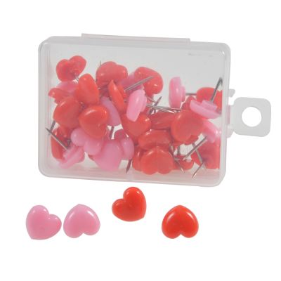 ♟ 50Pcs Plastic High-quality Corkboard Safety Color Pushpin Creative Heart-shaped Plastic Pushpin Office Stationery