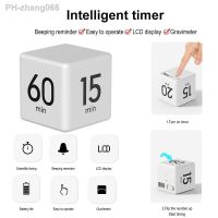 White Black Cube Kitchen Timer Portable LCD Sports Timer Time Management for Shower Study Cooking Sensor Timing