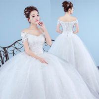 Cheap hight quality off-shoulder beige white wedding dress bridal gown bride dress