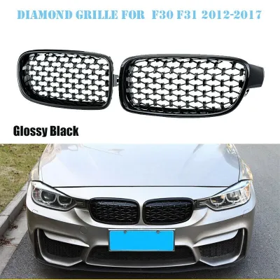 1Pair Car Mesh Front Bumper Kidney Grille Grill Fit For-BMW F30/31 2012-2017 51137260497 51137260498