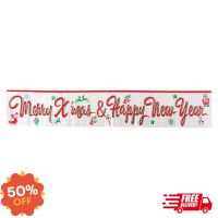 GG ป้าย Merry Xmas &amp; Happy New Year (Matter Silver) (4924-01) Christmas decoration ส่งฟรี