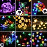 [AMO Garden Decoration]100 Leds 12M Crystal Ball ดอกไม้โคมไฟพลังงานแสงอาทิตย์ไฟ LED String Fairy ไฟ Solar Garlands Garden ตกแต่งคริสต์มาสสำหรับ Outdoor