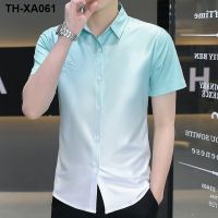 Mens ice silk half sleeve 2023 summer new mens leisure short-sleeved gradient