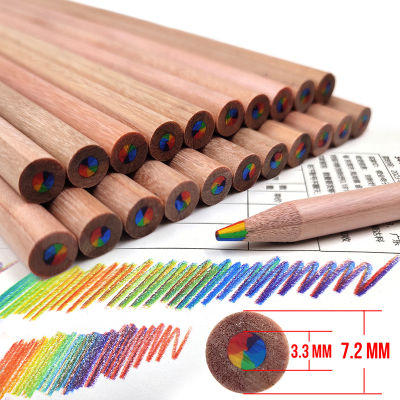 บาหลี2ชิ้นนวัตกรรม7สีไล่ระดับสีดินสอสีรุ้งผู้ใหญ่จัมโบ้-ดินสอหลากสีสำหรับการร่างระบายสีศิลปะกราฟฟิตีแบบทำมือ