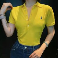 [Original]RalphˉlaurenˉRLPOLO shirt ladies sports slim lapel short-sleeved T-shirt solid color embroidery summer foreign trade womens T