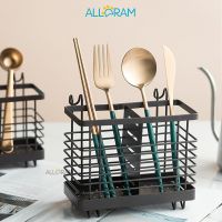 Alldram Metal Hanging Chopsticks Holder Kitchen Cutlery Organizer Spoon Fork Chopstick Kitchenware Cutlery Drainer Holder Kitchen Utensils Organizer Brown Utensil Holder Cutlery Rack