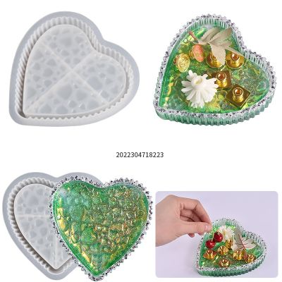[COD] Epoxy Resin Abrasives Heart-shaped Dewdrop Tray Plate Pattern Storage Silicone Mold