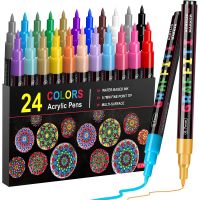 ปากกาสีอะคริลิคปากกาเน้นข้อความ24สีอะคริลิค0.7มม. ปากกาสีปลายละเอียดปากกามาร์คเกอร์สำหรับงานฝีมือแบบทำมือสีกันน้ำ