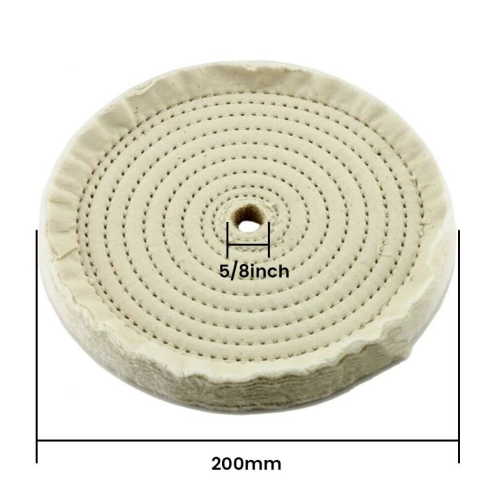 แผ่นขัดหินผ้าคอตตอนสีขาวล้อสำหรับขัดเจีย200มม-สำหรับเครื่องประดับสว่านไฟฟ้าขัดกระจกโลหะอุปกรณ์เสริมเครื่องขัดเงา
