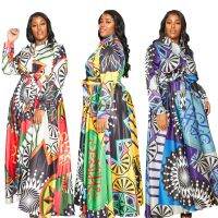 [COD] XC6118 European and large size womens new digital printing long-sleeved dress African ethnic style hot selling long