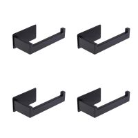 4X Toilet Paper Holder Matte Black, Toilet Tissue Roll Holders Dispenser and Hangers Wall Mounted for Bathroom &amp; Kitchen