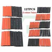 127pcs Red Black Polyolefin Heat Shrink Tubing Cable Tube Sleeving Kit Wrap Wire Set PE Heat Shrink Tubing Set Cable Sleeves Electrical Circuitry Part