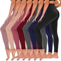 【YD】 Waisted Leggings for Stretch Sport Pants  Silk Color Tight Push Up Seam