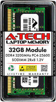 A-Tech 32GB DDR4 3200 MHz SODIMM PC4-25600 (PC4-3200AA) CL22 2Rx8 Non-ECC Laptop RAM Memory Module