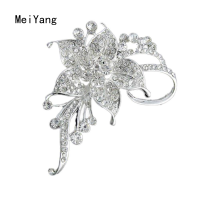 MeiYang เครื่องประดับที่สง่างาม Rhinestones ฝังเข็มกลัดดอกไม้หญิงดอกไม้โลหะ PIN Drop Shipping