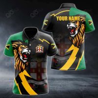 2023 new design- Custom Name Jamaica Lion Lightning 3D Polo Shirt