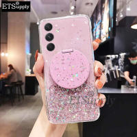 เคสโทรศัพท์ Galaxy S23 FE เคสแหวนขึ้นเงาแวววาวแบบนิ่มใสแต่งหน้าดาวฝาหลังเป็นประกายพระจันทร์ Samsung Galaxy S23 FE