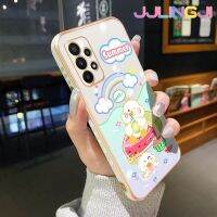 Jlingji เคสสำหรับ Samsung A23แวววาว A13 5กรัม A04s M23 5กรัมเคส F23 M13 F13น่ารักลายเป็ดใหม่กรอบสี่เหลี่ยมพื้นผิวเคสซิลิกาเจลกันกระแทกเคสมือถือฝาครอบป้องกันเลนส์กล้องถ่ายรูปรวมทั้งหมด