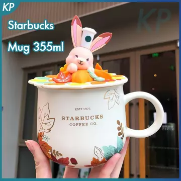 2021 NEW Starbucks Christmas Mugs Rabbit Blue Coffee Cup W/Coaster Spoon  Gifts