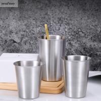 YEUFUNY 350/500 ml Quality Simple Single-layer Stainless Steel Curled Beer Mug Cold Drink Cup Handy Cup Drinkware