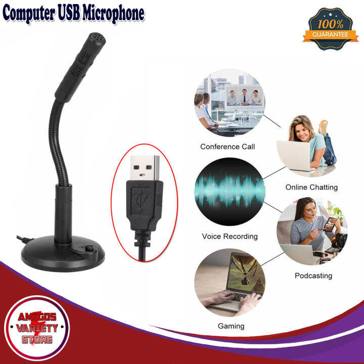 Stand Mic for Desktop PC Adjustable USB Laptop Microphone Mini Studio