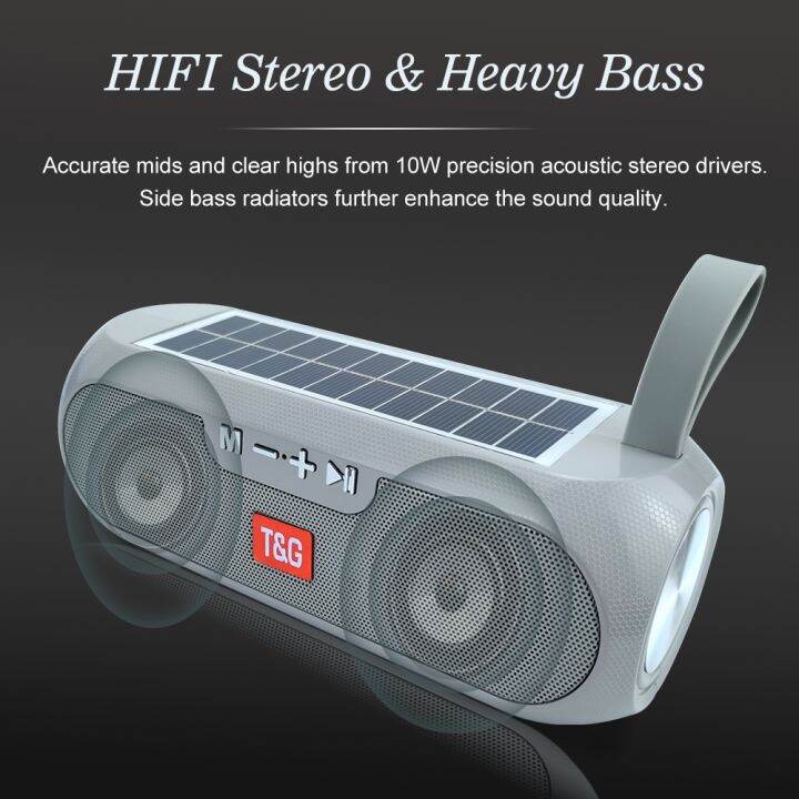 tg182-solar-boombox-outdoor-speaker-10w-usb-portable-wireless-column-loudspeaker-waterproof-support-tf-card-fm-radio-aux-input