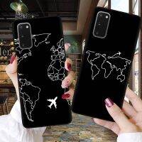 Black Silicone Phone Case For Coque Samsung S8 S9 S10 S20 FE S21 Plus Ultra S10E Note 10 Lite World Map Travel Just Go Cover Electrical Safety