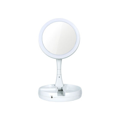 Foldable Round Make-up Mirror with LED Light 1x 10x magnifing beauty mirror portable fold Double-sided mirror with180 °rotation