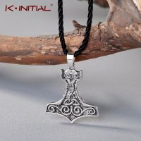 Kinitial Vintage Nordic Viking Pendants Necklaces Legendary Viking Thor  39;s Hammer Amulet Knot Pendant Nordic Talisman Men Jewelry 【hot】lkr131