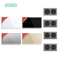 BSEED 157mm White Black Gloden Gray Pearl Crystal Glass Glass Panel For Wall Touch Switch Only Panel With Metal Frame