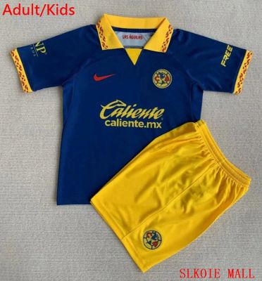 เสื้อยืดคุณภาพแบบไทย23-24ชุดเจอร์ซี่ฟุตบอลสำหรับผู้ใหญ่และเด็กอเมริกาห่างสีน้ำเงิน
