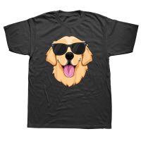 ZZOOI Funny Golden Retriever Sunglasses Pet Dog T Shirts Cotton Streetwear Short Sleeve Birthday Gifts Summer Style T-shirt Men