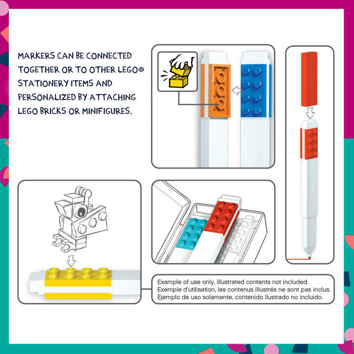 iq-lego-dots-writing-instrument-6-pack-colored-marker-with-lego-tiles-artist-drawing-marker-pens-for-kid-adult-watercolor-sketching-and-drawing