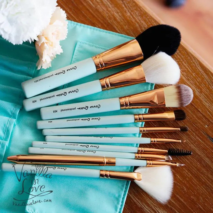 Cerro qreen Makeup Brush Set ชุดแปรงแต่งหน้า 10 ชิ้น ขนสัตว์ (สีฟ้า
