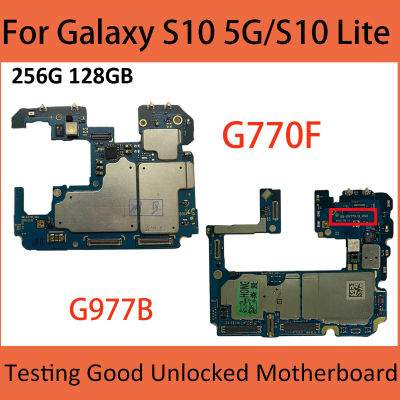 เมนบอร์ด Samsung Galaxy S10 Asal 5G G977B S10 LITE เมนบอร์ด G770F เมนบอร์ดบอร์ดตรรกะปลดล็อคเมนบอร์ด256GB 512G
